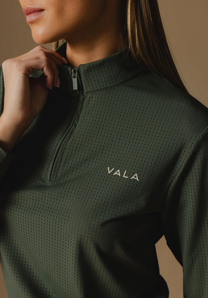 Elsa Mesh LS Zip Neck Top