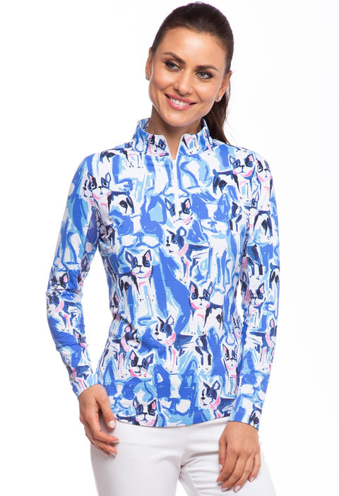 IBKUL Zip Mock Neck Shirt